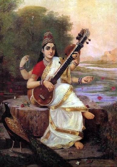 Raja Ravi Varma Goddess Saraswathi Spain oil painting art